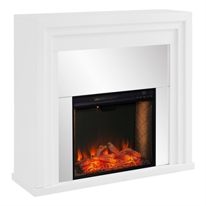 SEI Furniture Stadderly Mirrored Electric Fireplace in White