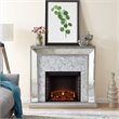 SEI Furniture Trandling Mirrored Faux Marble Electric Fireplace in White