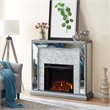 SEI Furniture Trandling Mirrored Faux Marble Electric Fireplace in White