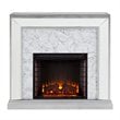 SEI Furniture Trandling Mirrored Faux Marble Electric Fireplace in White