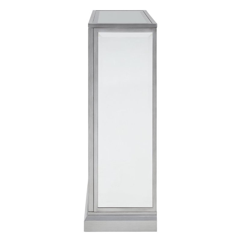 SEI Furniture Trandling Mirrored Faux Marble Electric Fireplace in White
