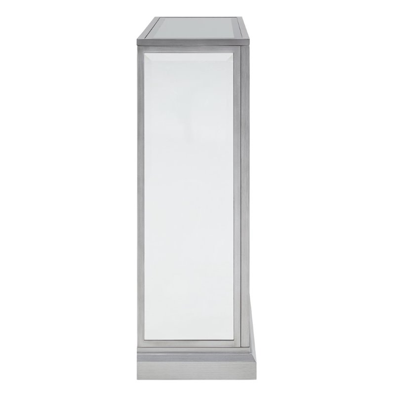 SEI Furniture Trandling Mirrored Faux Marble Electric Fireplace in White