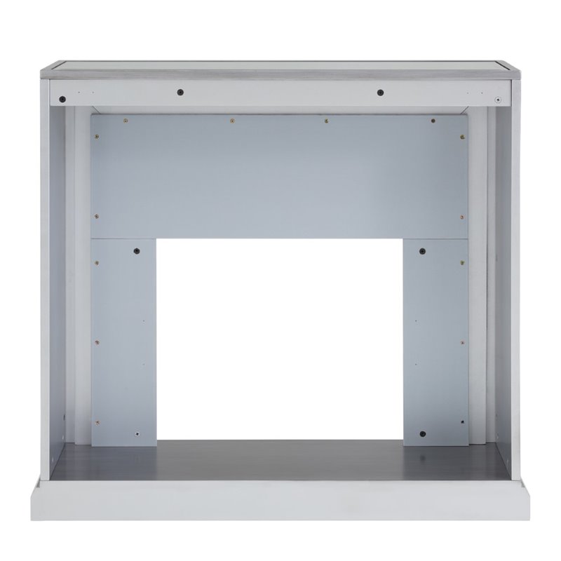 SEI Furniture Trandling Mirrored Faux Marble Electric Fireplace in White