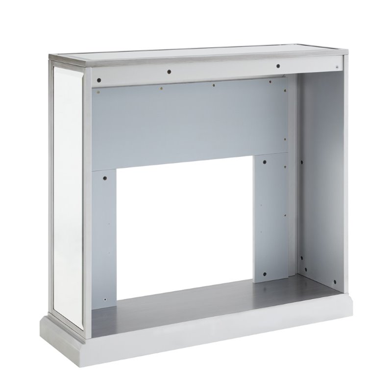SEI Furniture Trandling Mirrored Faux Marble Electric Fireplace in White