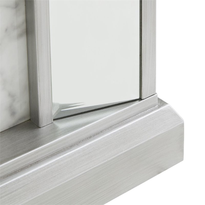 SEI Furniture Trandling Mirrored Faux Marble Electric Fireplace in White
