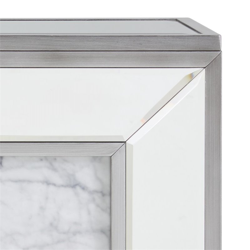 SEI Furniture Trandling Mirrored Faux Marble Electric Fireplace in White