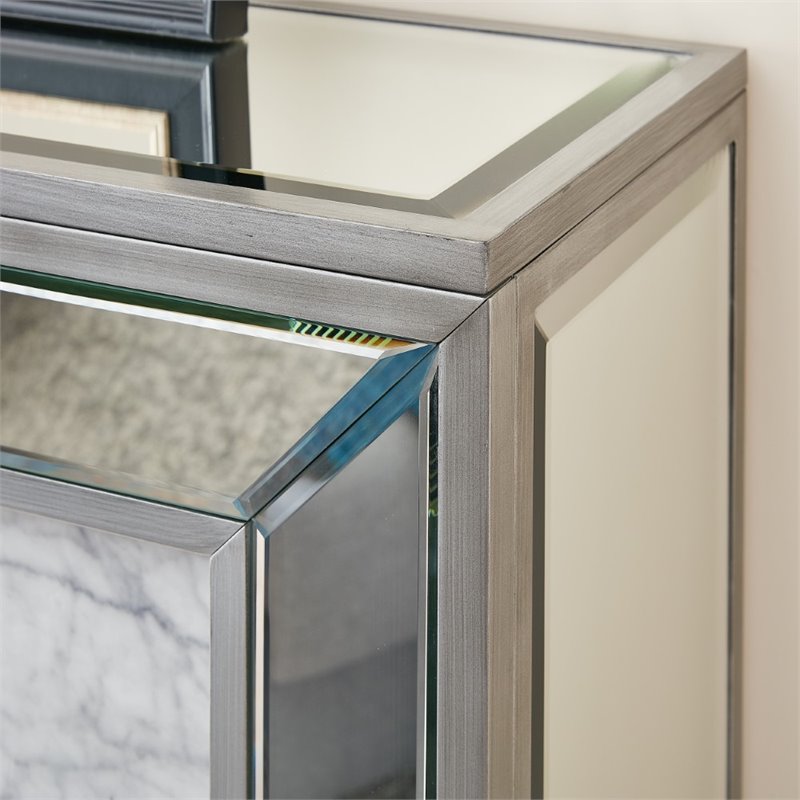 SEI Furniture Trandling Mirrored Faux Marble Electric Fireplace in White