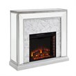 SEI Furniture Trandling Mirrored Faux Marble Electric Fireplace in White