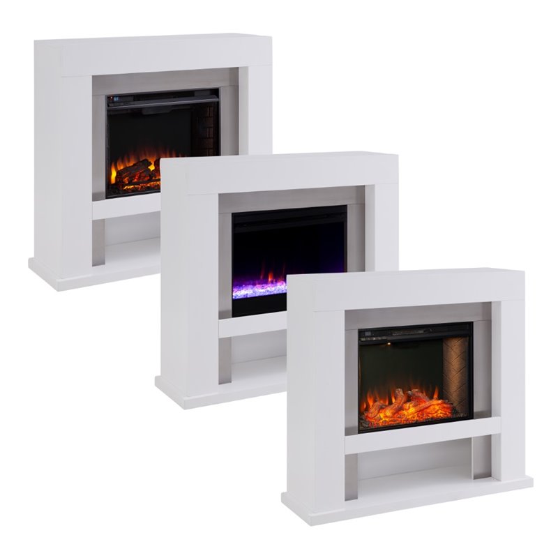 SEI Furniture Lirrington Stainless Steel Electric Fireplace in Gray