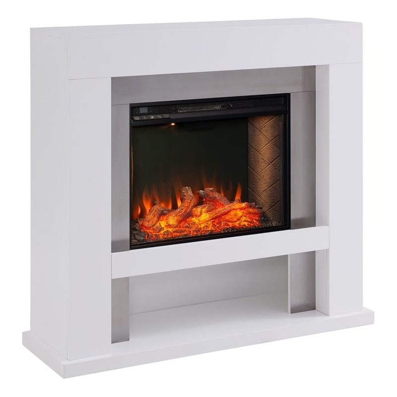 SEI Furniture Lirrington Stainless Steel Electric Fireplace in Gray