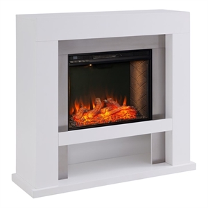 SEI Furniture Lirrington Stainless Steel Electric Fireplace in Gray