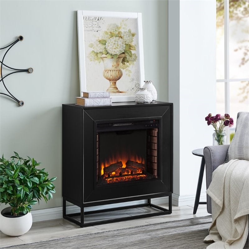 SEI Furniture Frescan Contemporary Electric Fireplace in Black