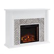SEI Furniture Hebbington Tiled Marble Electric Fireplace in White