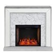 SEI Furniture Trandling Mirrored Faux Stone Smart Electric Fireplace