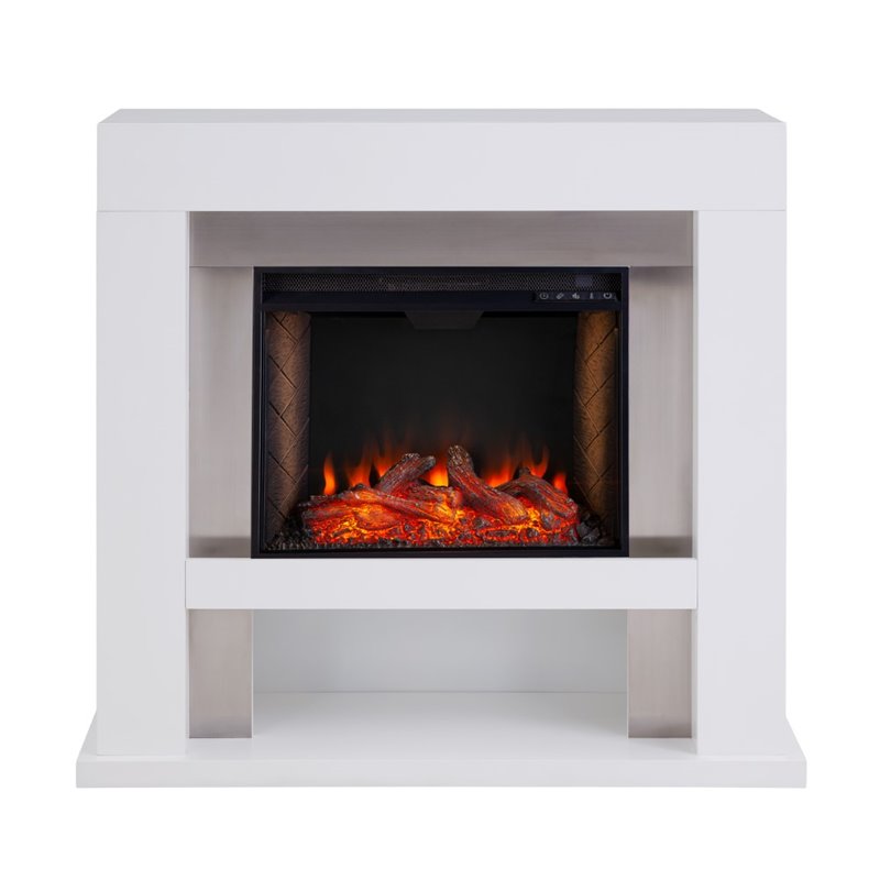 SEI Furniture Lirrington Stainless Steel Electric Fireplace in Gray