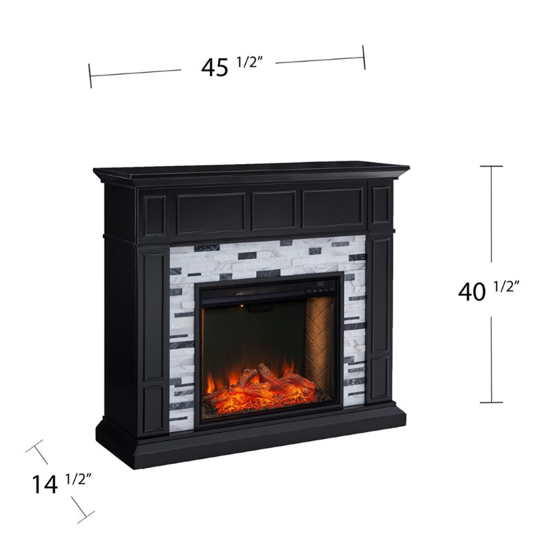 SEI Furniture Drovling Marble Smart Electric Fireplace in Black