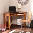 SEI Furniture Wood Corner Computer Desk in Mission Oak with Gun Metal Handles