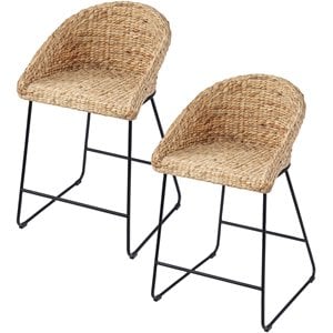 SEI Furniture Landrine 24.75&quot Rattan Counter Stool in Natural (Set of 2)