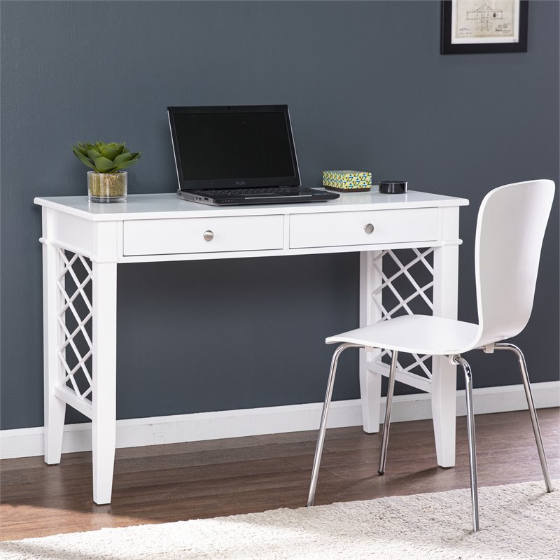 SEI Furniture Glenburg Transitional Wooden Writing Desk in White