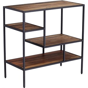 SEI Furniture Mathry Wooden and Metal Bookcase in Natural and Gray