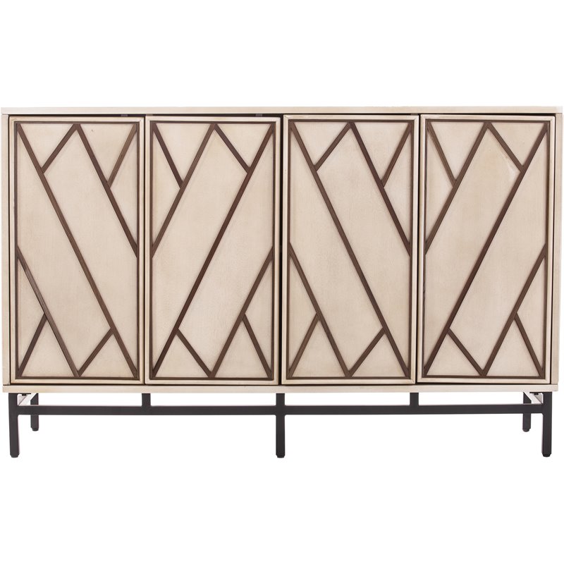 SEI Furniture Bremling Wooden Art Deco Buffet in Antique Cream and Black