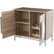 SEI Furniture Northdom Modern Mirror Panel Wooden Bar Cabinet in Natural