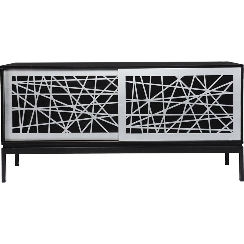 SEI Furniture Arminta Wooden and Metal TV Stand in Black and Silver
