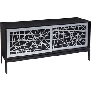 SEI Furniture Arminta Wooden and Metal TV Stand in Black and Silver
