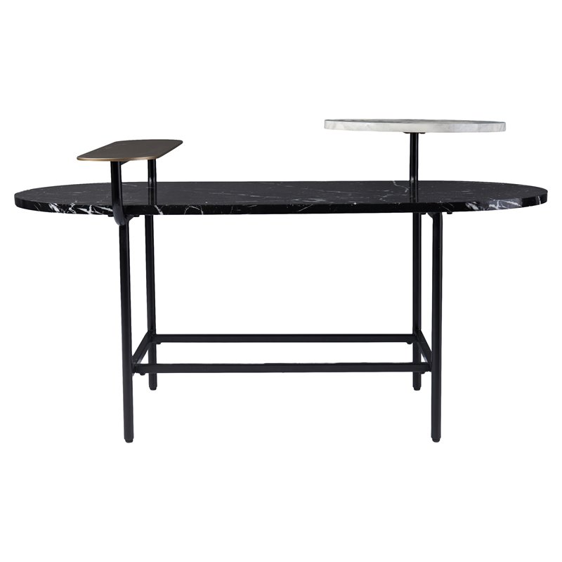 SEI Furniture Arcklid Metal-Faux Marble Cocktail Table in Black