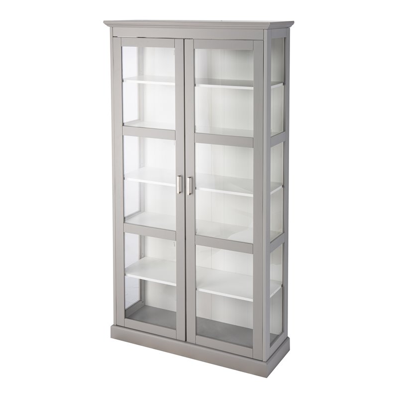 SEI Furniture Bardonton Transitional Wood Tall Curio Cabinet in Gray