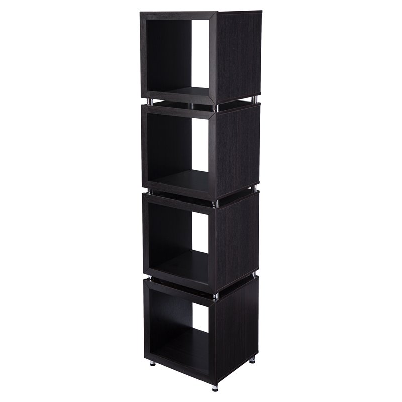 Southern Enterprises Portgren 4-tier Wood and Iron Bookshelf in Brown