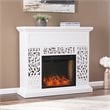 SEI Furniture Wansford Contemporary Wood Alexa Smart Fireplace in White