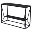 SEI Furniture Argall Metal Long Console Table with Glass Top in Black