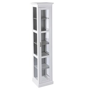 SEI Furniture Balterley Wood Tall Curio Cabinet with Glass Door in White