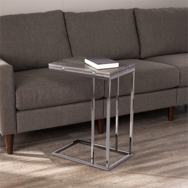 SEI Furniture Clarkdom Modern Wood Expandable C-Table in Black
