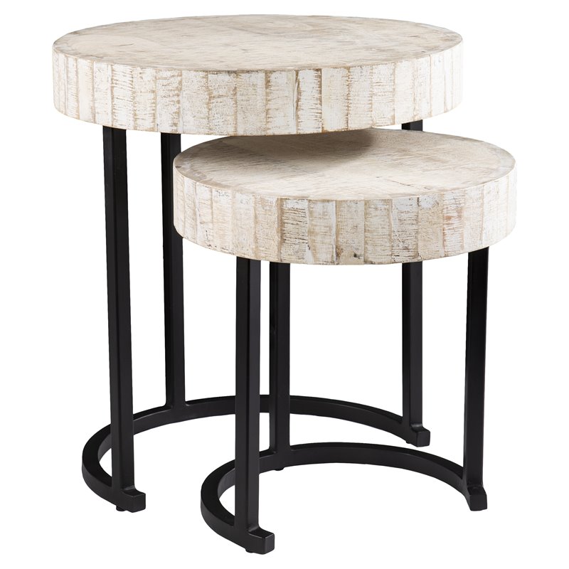 SEI Furniture Kennerly 2-piece Modern Wood Nesting Side Tables in White