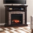 SEI Furniture Grantham Wood Convertible Electric Fireplace in Brown