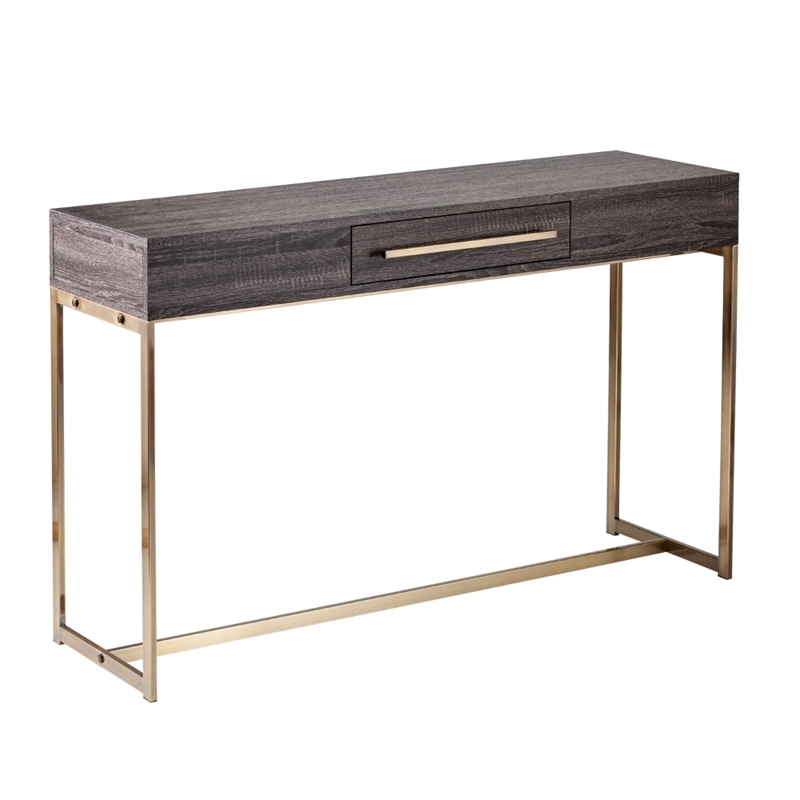 Southern Enterprises Akmonton Wood and Iron Long Console Table in Black