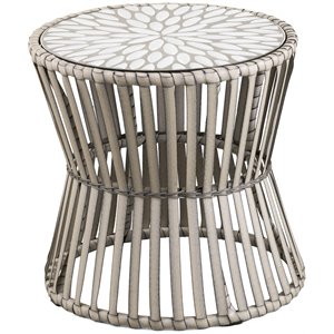 SEI Furniture Melilani Round Wicker Outdoor Side Table in Gray