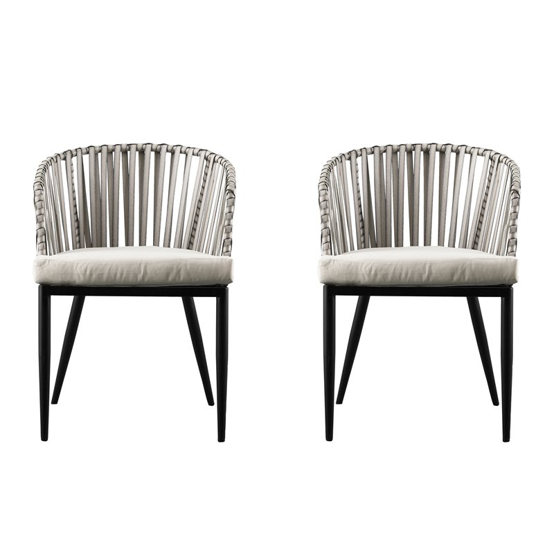 SEI Furniture Melilani Wicker Outdoor Chairs in Gray (Set of 2)