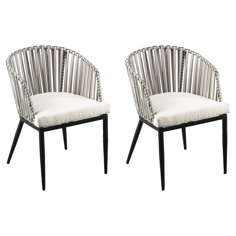 SEI Furniture Melilani Wicker Outdoor Chairs in Gray (Set of 2)
