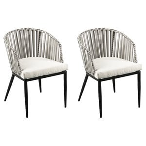 SEI Furniture Melilani Wicker Outdoor Chairs in Gray (Set of 2)