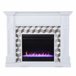 SEI Furniture Darvingmore Wood-Marble Color Changing Fireplace in White