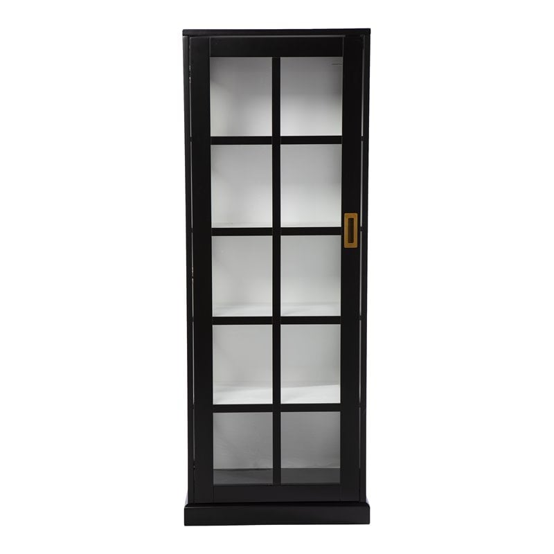 SEI Furniture Burland Transitional Wood Tall Curio Cabinet in Black