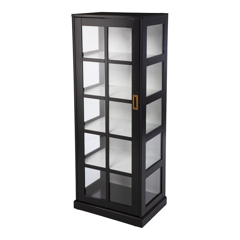 SEI Furniture Burland Transitional Wood Tall Curio Cabinet in Black