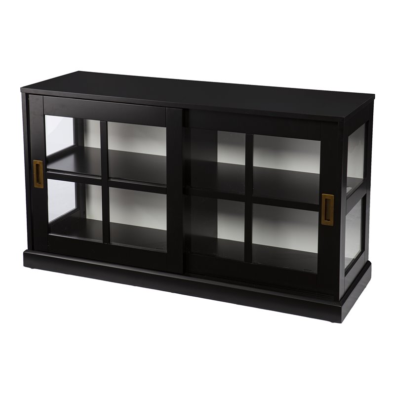 SEI Furniture Byward Transitional Wood Curio Cabinet in Black