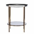 SEI Furniture Cortinada Round Metal-Faux Marble End Table in Black-White
