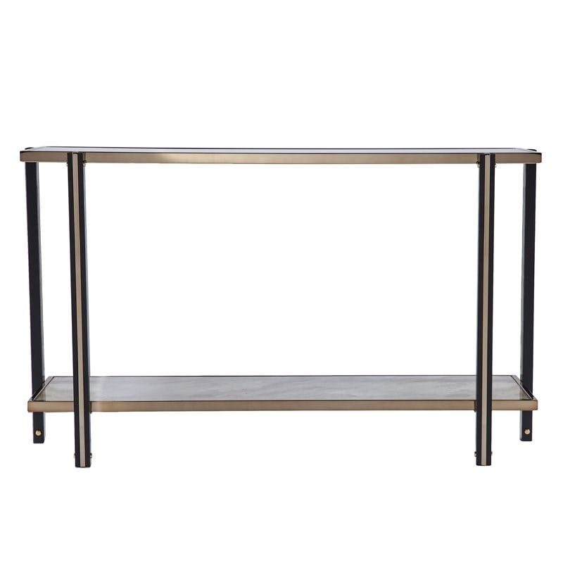 SEI Furniture Thornsett Metal Console Table with Mirrored Top in Gold