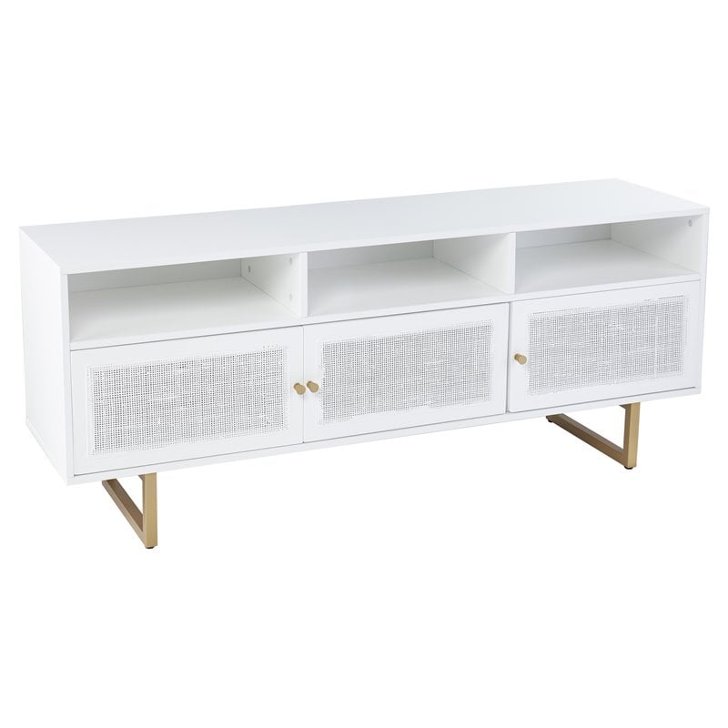 SEI Furniture Mursley 3-Shelf Wood Media Storage Console in White
