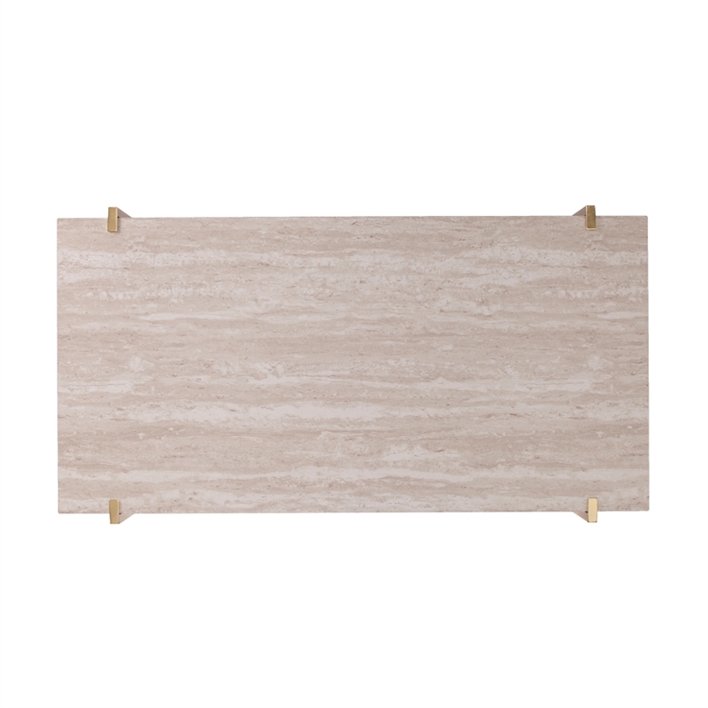 Southern Enterprises Ardmillan Wood and Iron Rectangular Cocktail Table in Brass